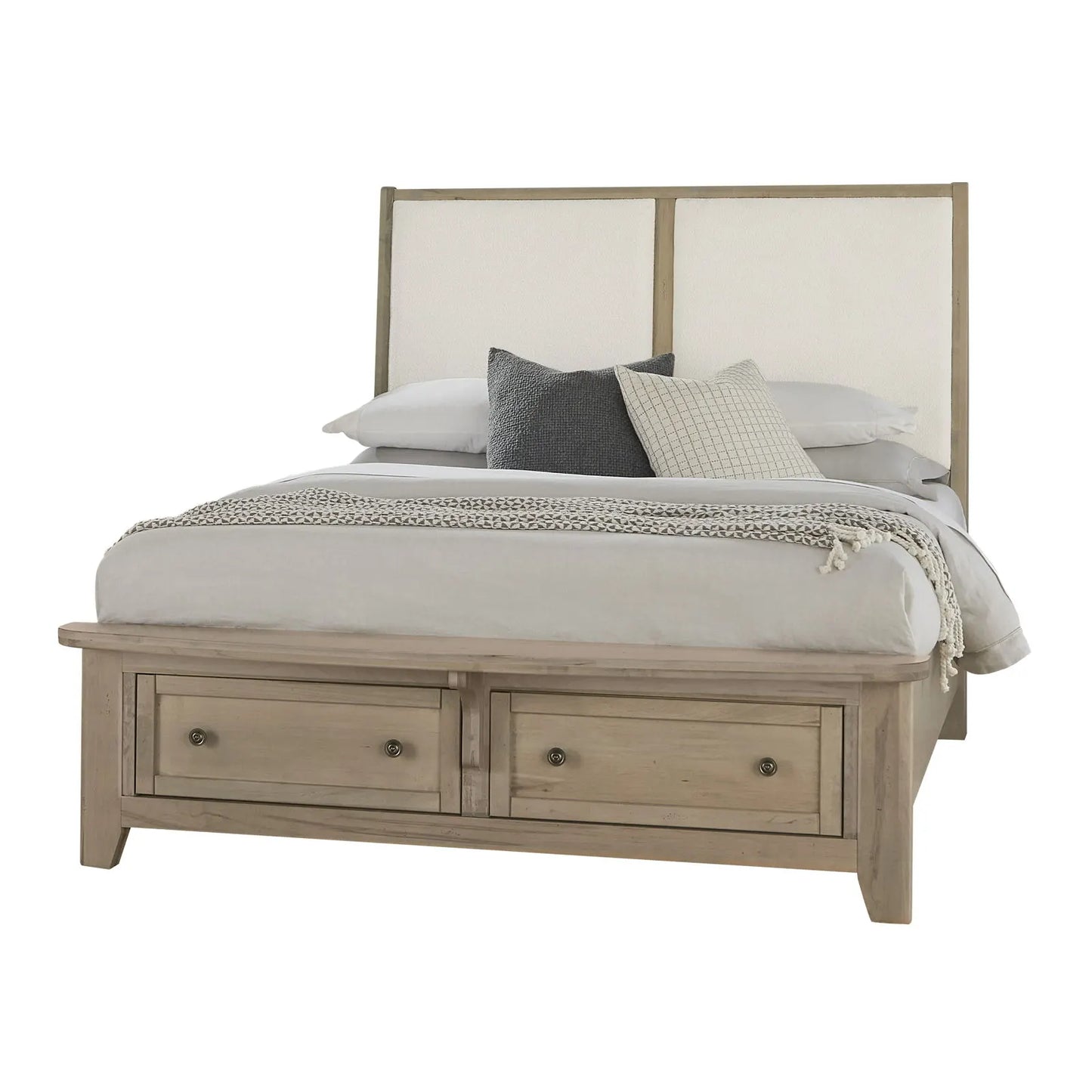 Woodbridge - King Storage Upholstered Bed With White Fabric - Shadow Grey