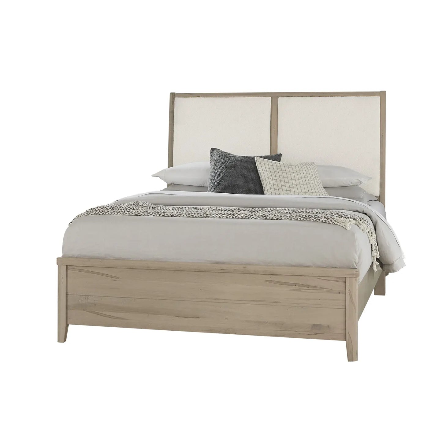 Woodbridge - King Upholstered Bed With White Fabric - Shadow Grey