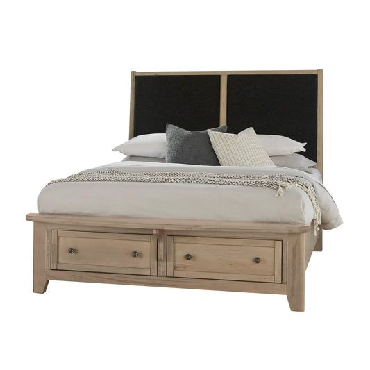 Woodbridge - King Storage Upholstered Bed With Black Fabric - Shadow Gray