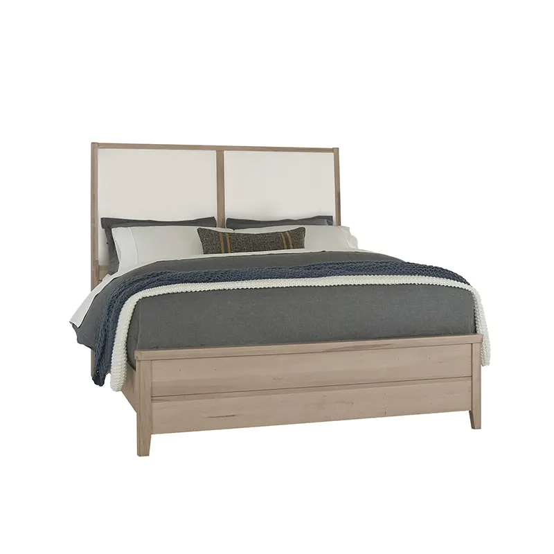 Woodbridge - Queen Upholstered Bed With White Fabric - Clear Maple