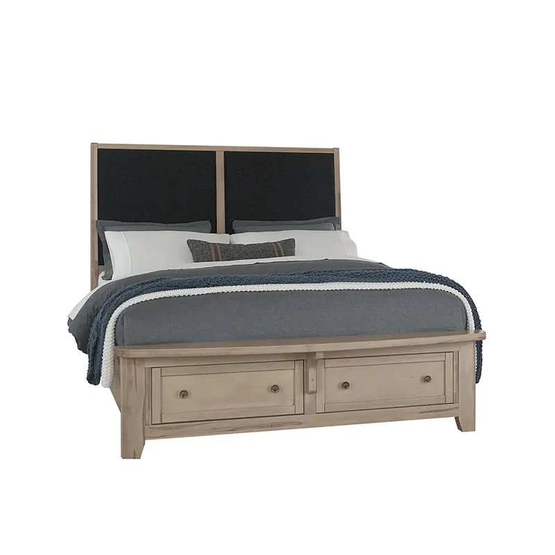 Woodbridge - Queen Storage Upholstered Bed With Black Fabric - Clear Maple