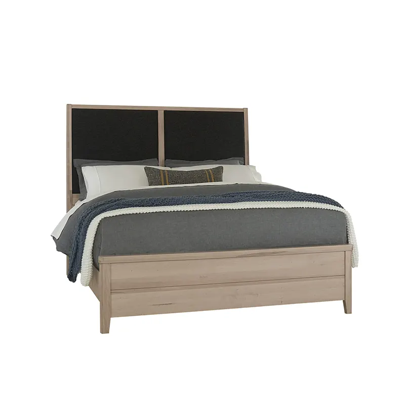 Woodbridge - Queen Upholstered Bed With Black Fabric - Clear Maple