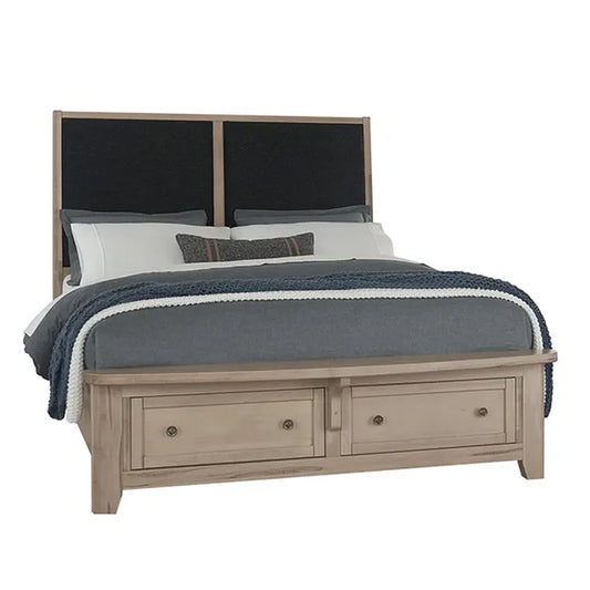 Woodbridge - Queen Storage Upholstered Bed With Black Fabric - Clear Maple