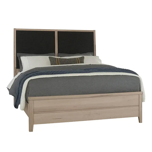 Woodbridge - Queen Upholstered Bed With Black Fabric - Clear Maple