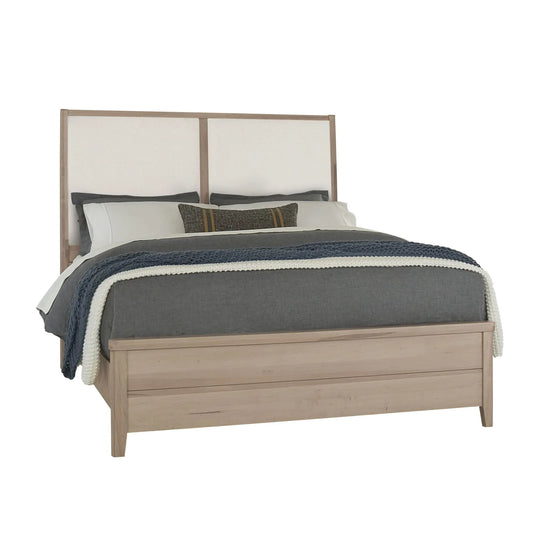 Woodbridge - King Upholstered Bed With White Fabric - Clear Maple