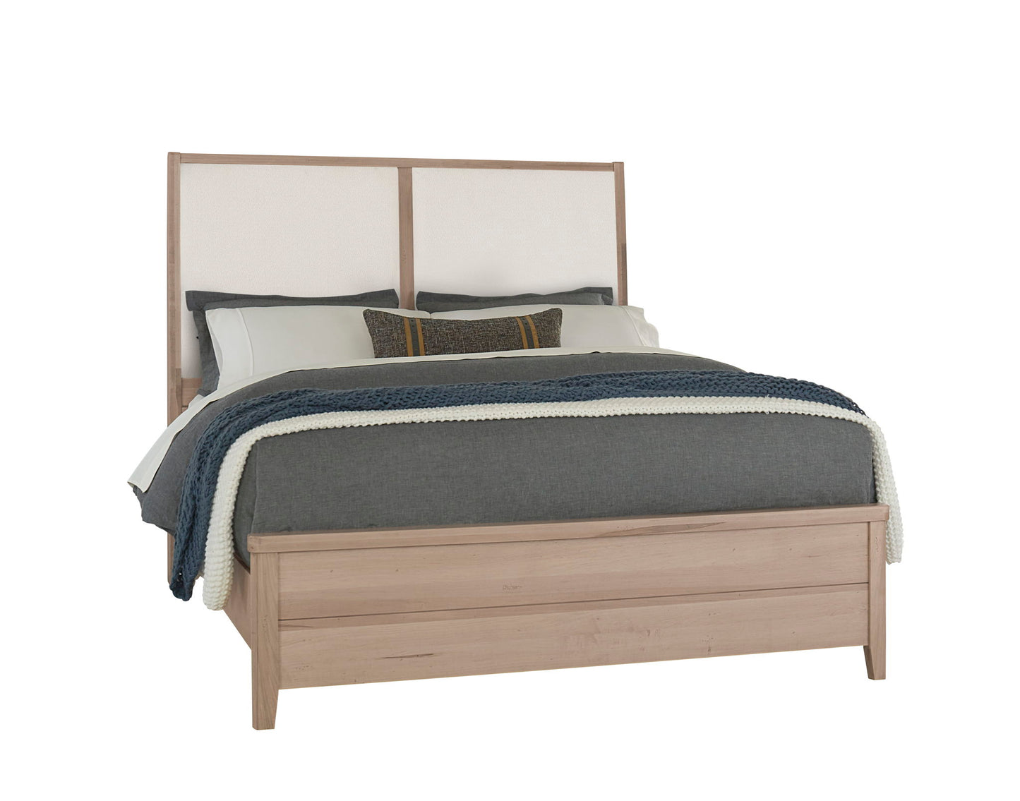 Woodbridge - California King Upholstered Bed with White Fabric - Clear Maple