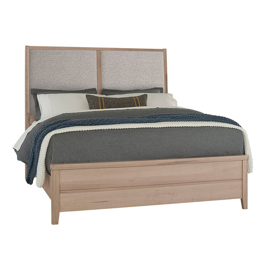 Woodbridge - California King Upholstered Bed with Grey Fabric - Clear Maple