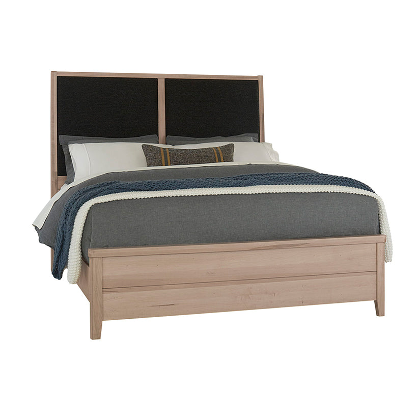 Woodbridge - California King Upholstered Bed with Black Fabric - Clear Maple