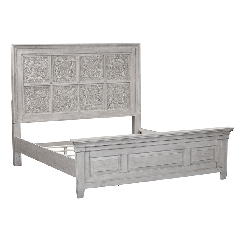 Heartland - King Panel Bed - White - Antique Tile Panels