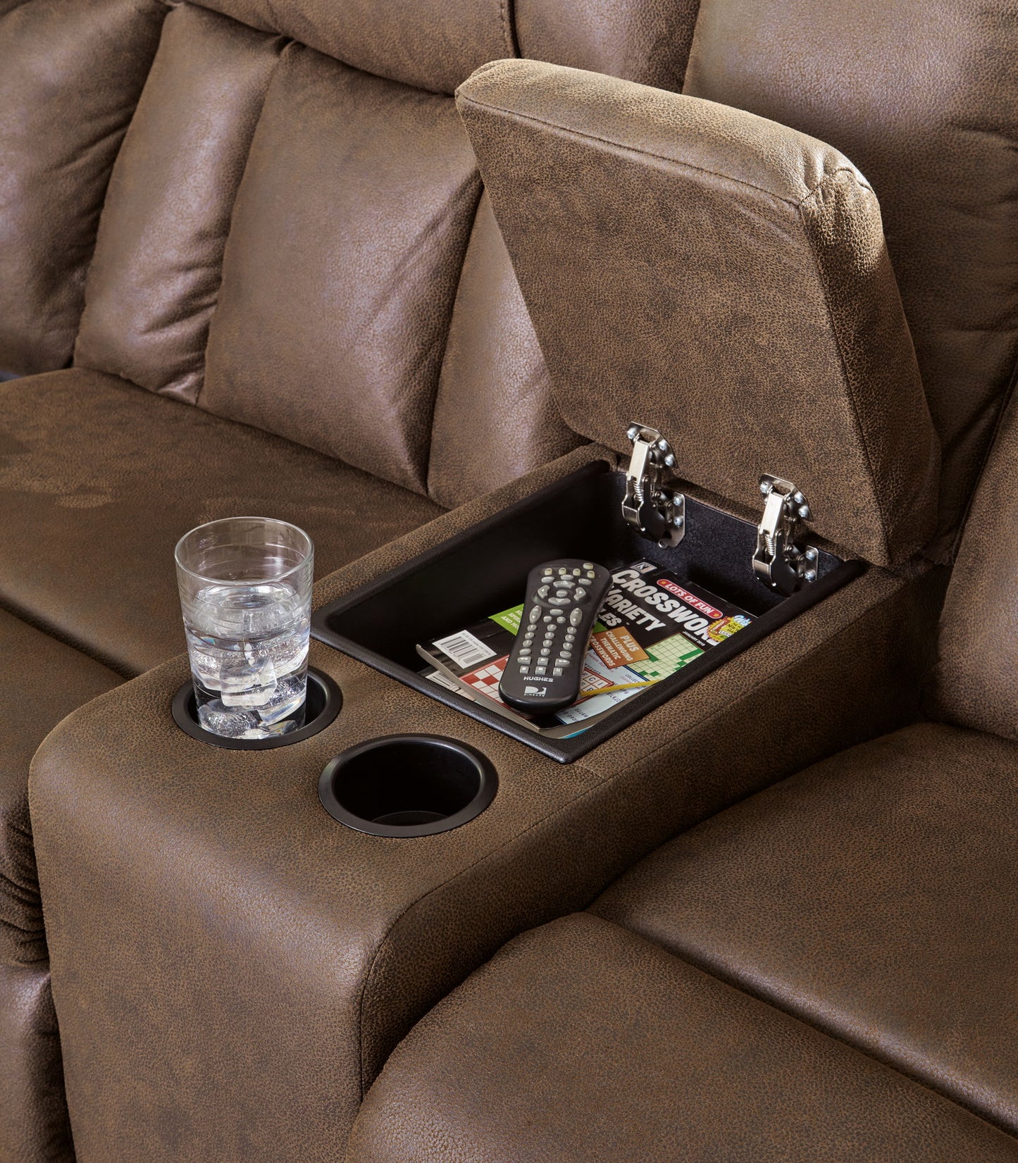 Trail Boys - Walnut - 2-Piece Reclining Sectional With Raf Reclining Loveseat With Console