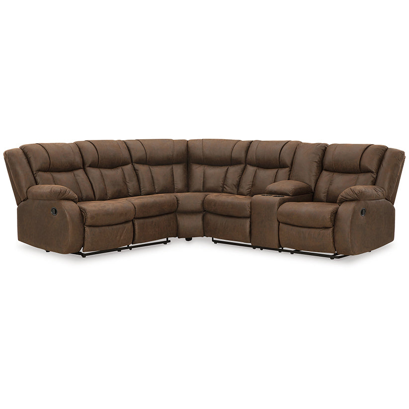 Trail Boys - Walnut - 2-Piece Reclining Sectional With Raf Reclining Loveseat With Console