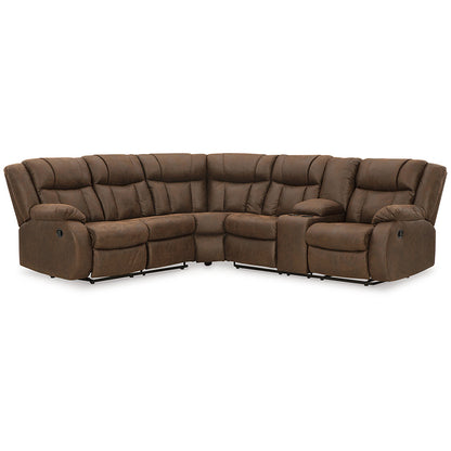 Trail Boys - Walnut - 2-Piece Reclining Sectional With Raf Reclining Loveseat With Console