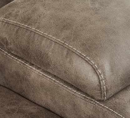 Ravenel - 3-Piece Power Reclining Sectional With Laf Power Reclining Loveseat With Console - Faux Leather - Fossil