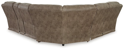 Ravenel - 3-Piece Power Reclining Sectional With Raf Power Reclining Loveseat With Console - Faux Leather - Fossil