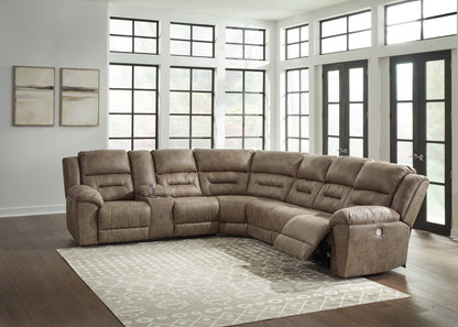 Ravenel - Fossil - 4-Piece Power Reclining Sectional With Laf Power Reclining Loveseat With Console 1