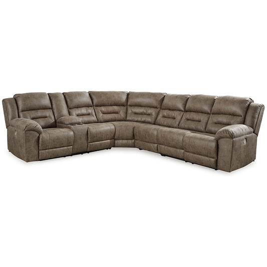 Ravenel - Fossil - 4-Piece Power Reclining Sectional With Laf Power Reclining Loveseat With Console