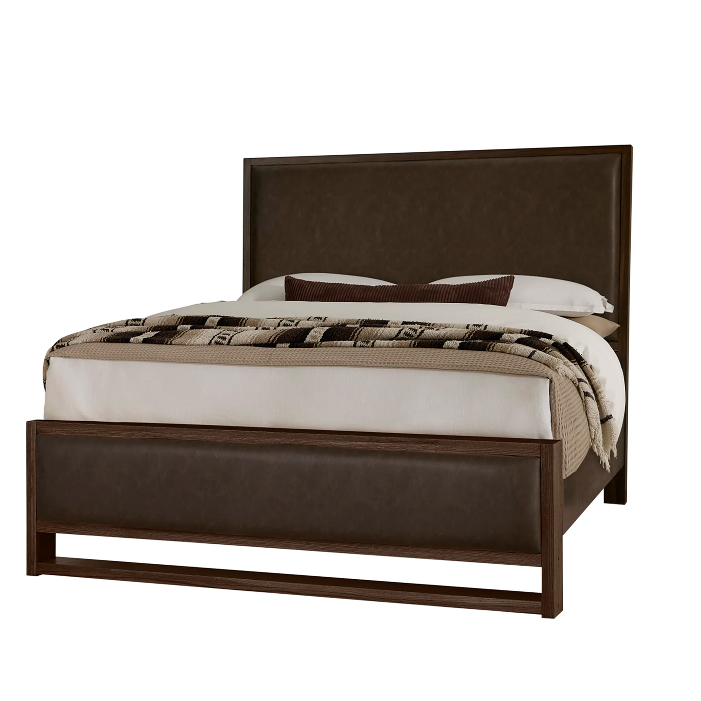 Lodge & Loft - Queen Upholstered Bed - Dark Oak / Sedona Brown