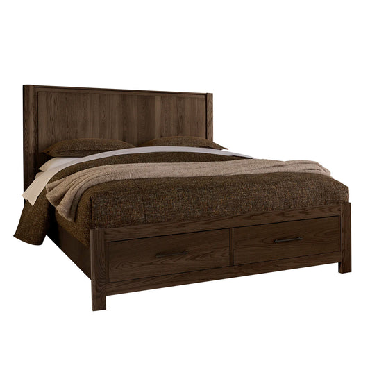 Lodge & Loft - Queen Radius Poster Bed With Footboard Storage - Dark Oak