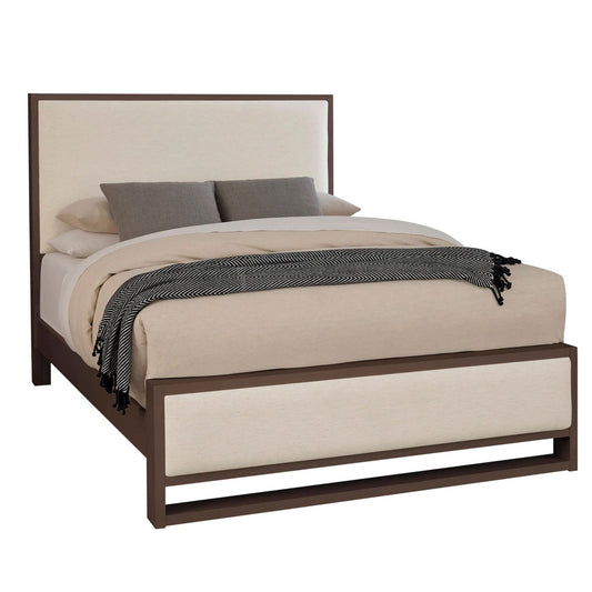 Lodge & Loft - King Upholstered Bed - Dark Oak / Ivory Cream