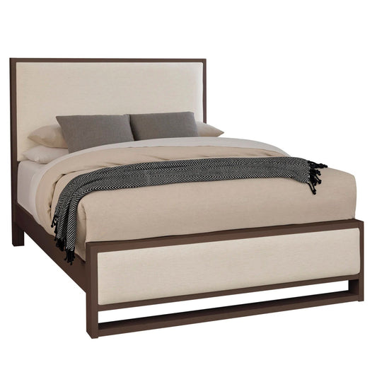 Lodge & Loft - California King Upholstered Bed - Dark Oak / Ivory Cream