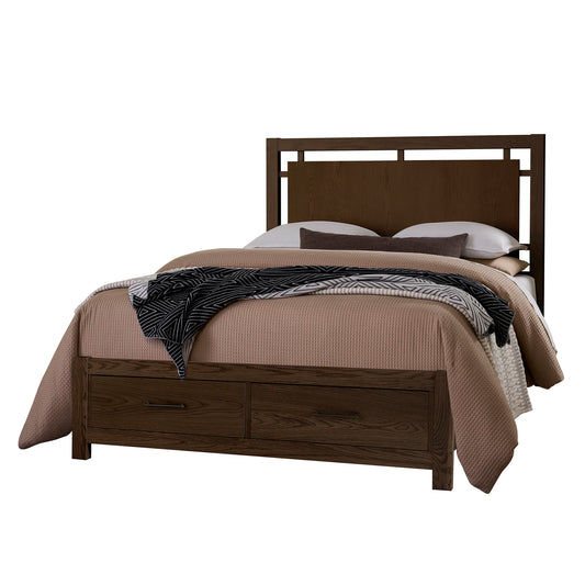 Lodge & Loft - King Floating Panel Bed With Footboard Storage - Dark Oak