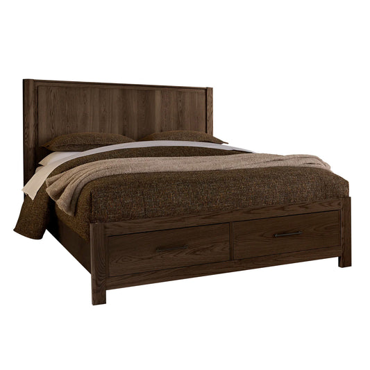 Lodge & Loft - King Radius Poster Bed With Footboard Storage - Dark Oak