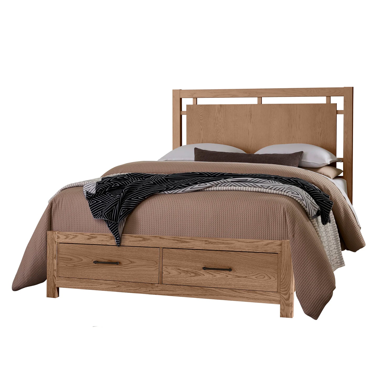 Lodge & Loft - Queen Floating Panel Bed With Footboard Storage - Blond Oak