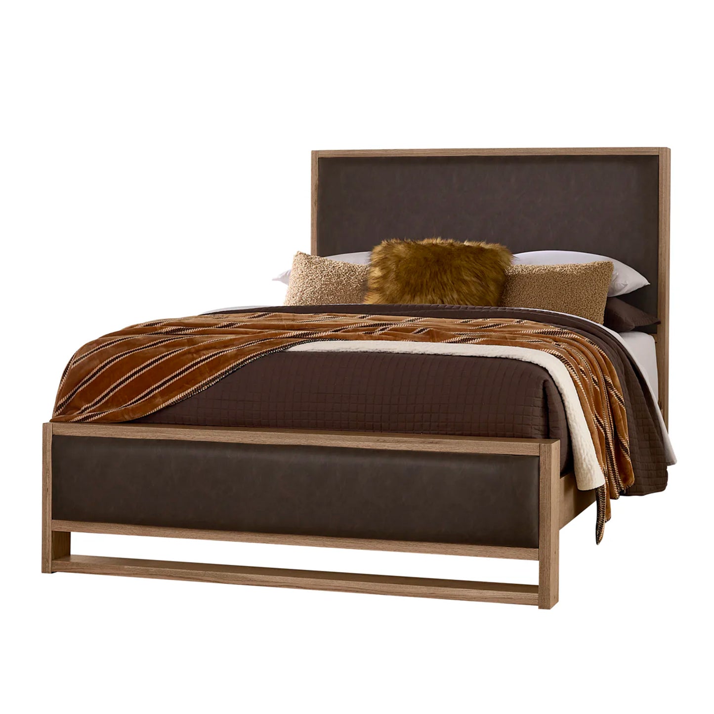 Lodge & Loft - King Upholstered Bed - Sedona Brown / Blond Oak