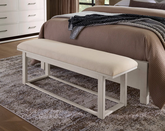 Lodge & Loft - Upholstered Bench - Ivory Cream / Soft White