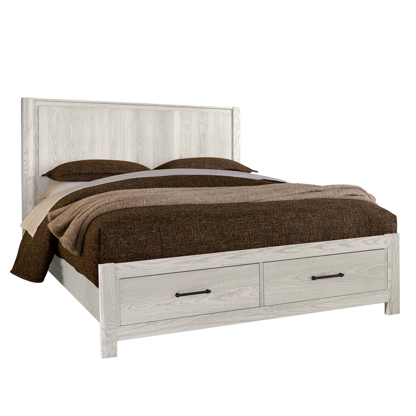 Lodge & Loft - Queen Radius Poster Bed With Footboard Storage - Soft White