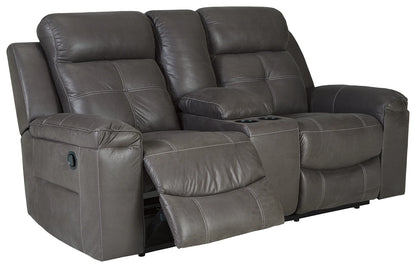 Jesolo - Dark Gray - Dbl Rec Loveseat W/Console