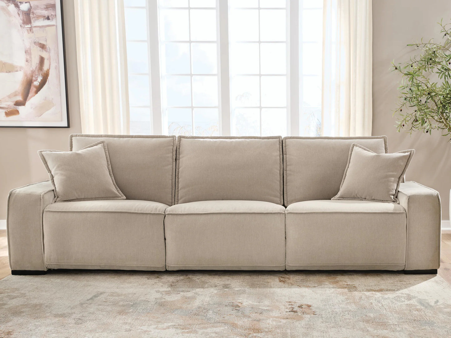 Carceri - 3-Piece Power Sectional Reclining Sofa With Armless Power Recliner - Cashmere