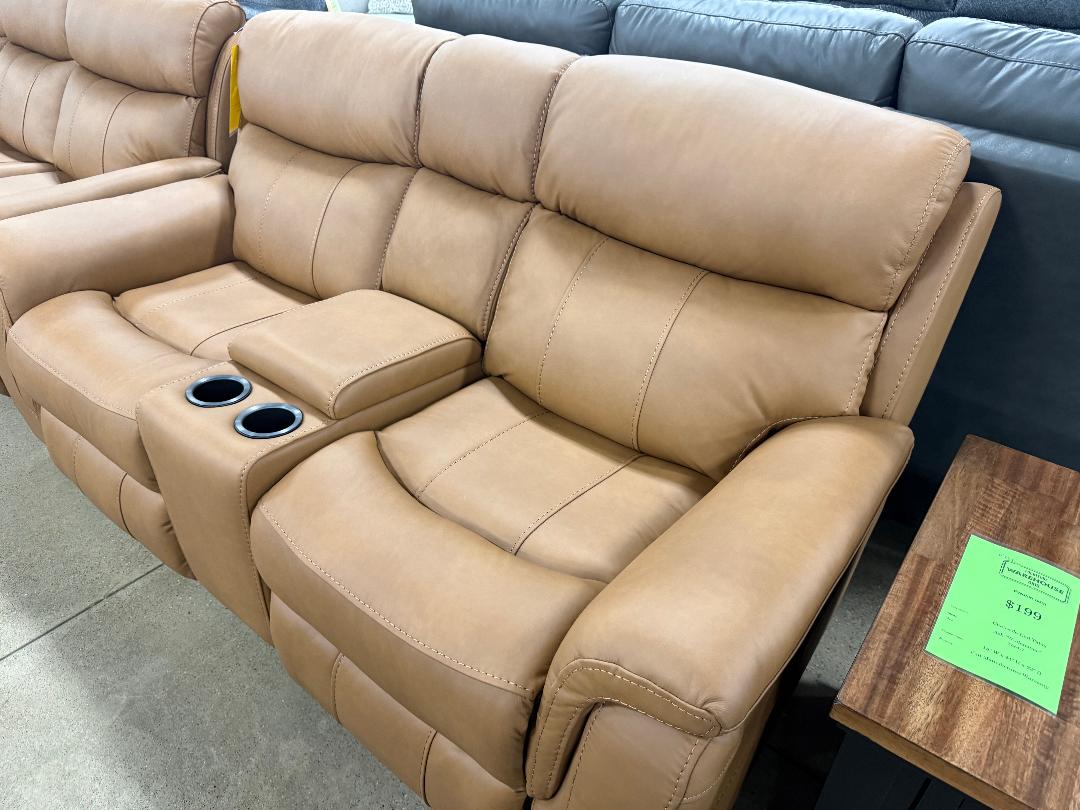 Power Leather Reclining Loveseat