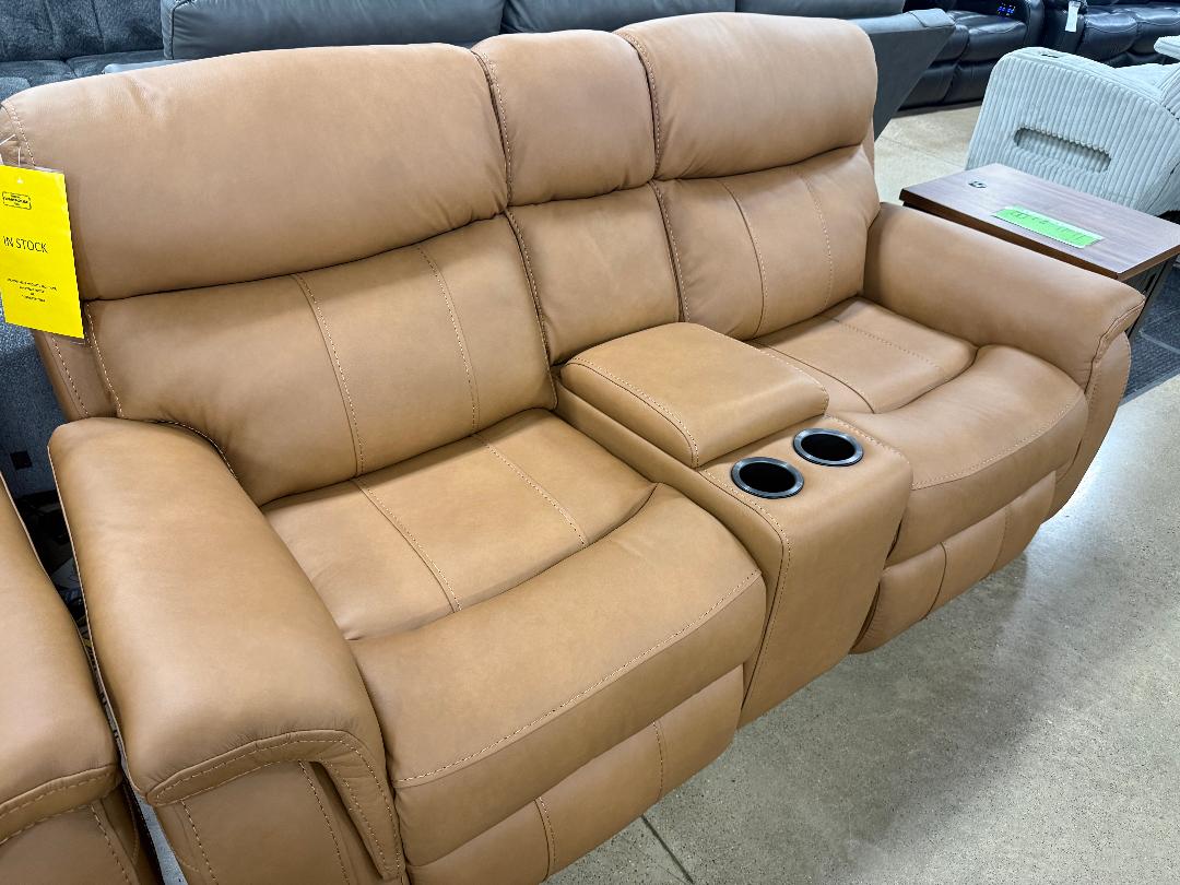Power Leather Reclining Loveseat