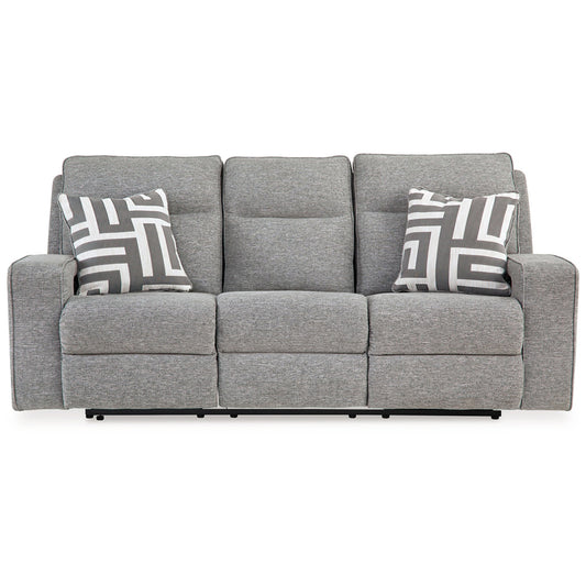 Biscoe - Pewter - Power Reclining Sofa With Adj Headrest