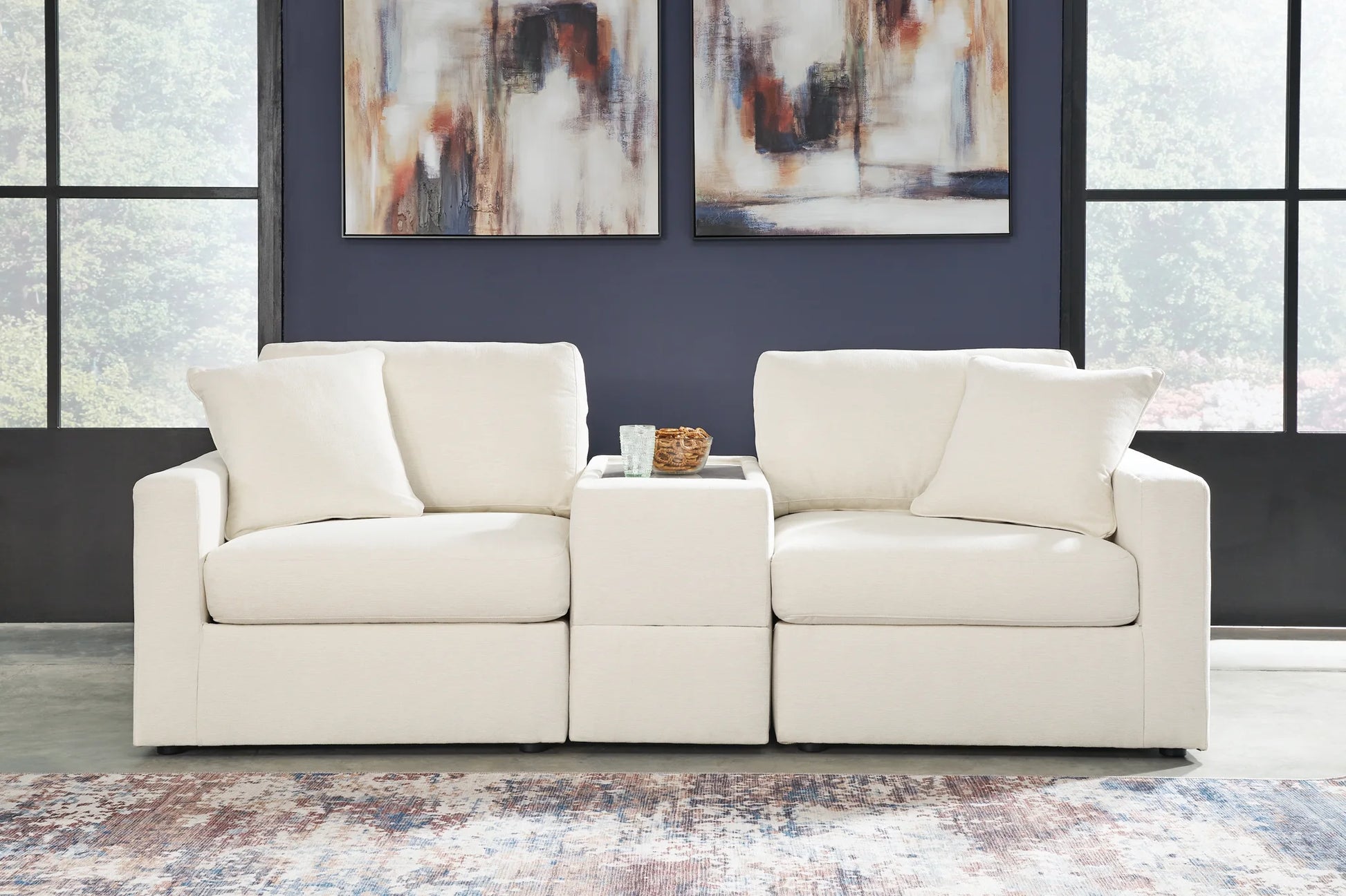 Modmax - Oyster - 3-Piece Sectional With Storage Console 1