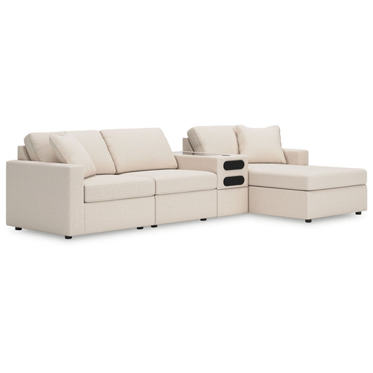 Modmax - Oyster - 4-Piece Sectional With Raf Corner Chaise And Audio Console