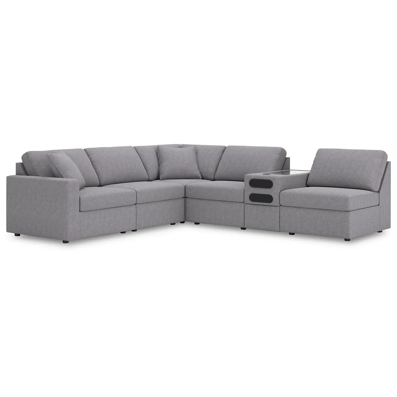 Modmax - Granite - 6-Piece Sectional With Audio System Console And 3 Armless Chairs