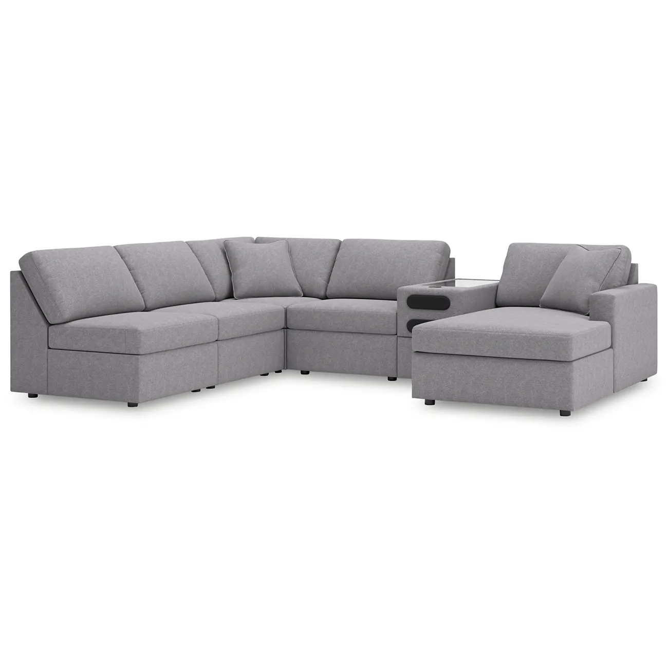 Modmax - Granite - 6-Piece Sectional With Raf Corner Chaise And Audio System Console