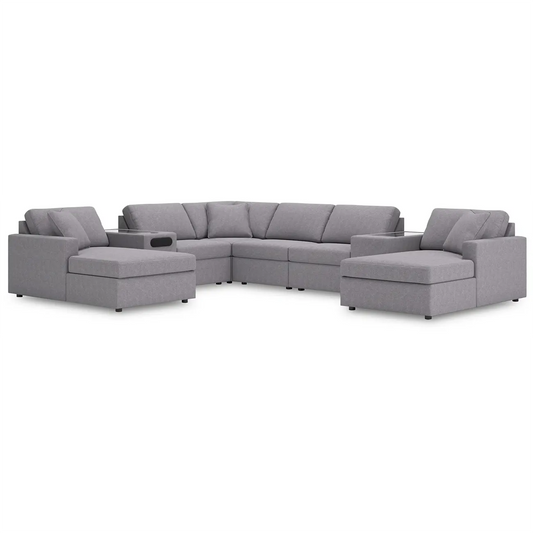 Modmax - Granite - 8-Piece Double Chaise Sectional With Audio And Storage Consoles