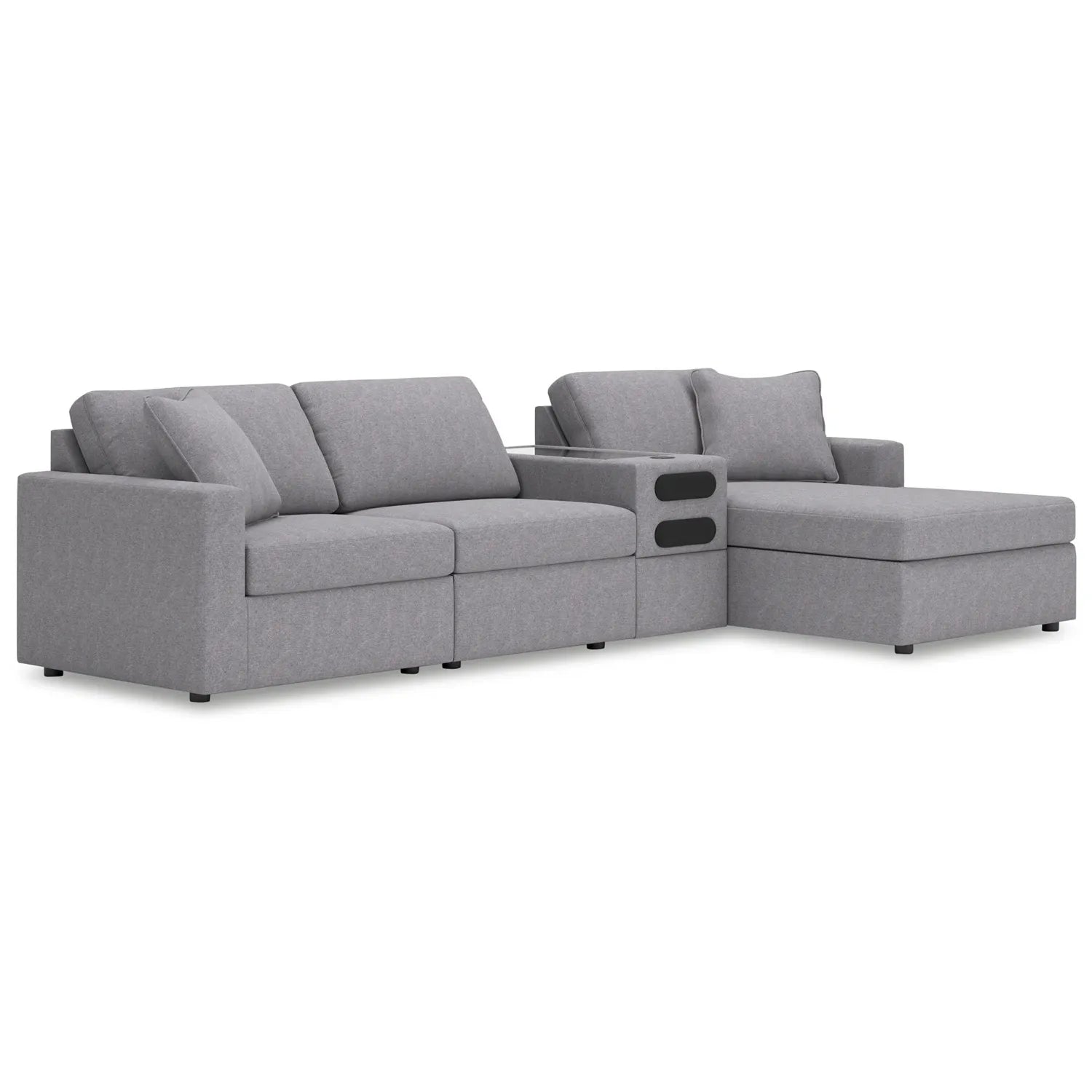 Modmax - Granite - 4-Piece Sectional With Raf Corner Chaise And Audio System Console