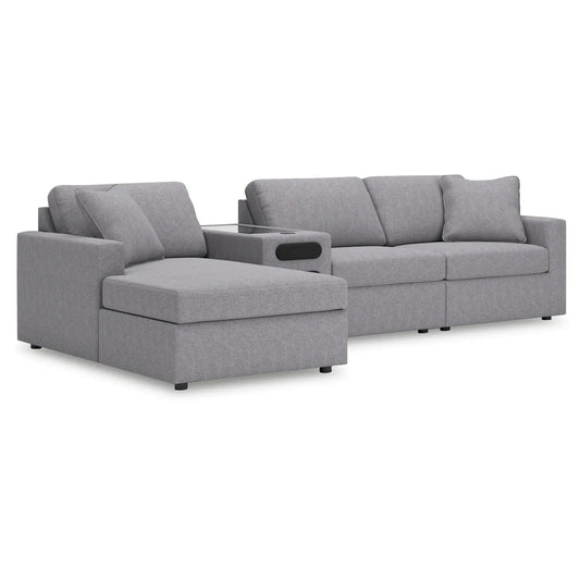 Modmax - Granite - 4-Piece Sectional With Laf Corner Chaise And Audio System Console