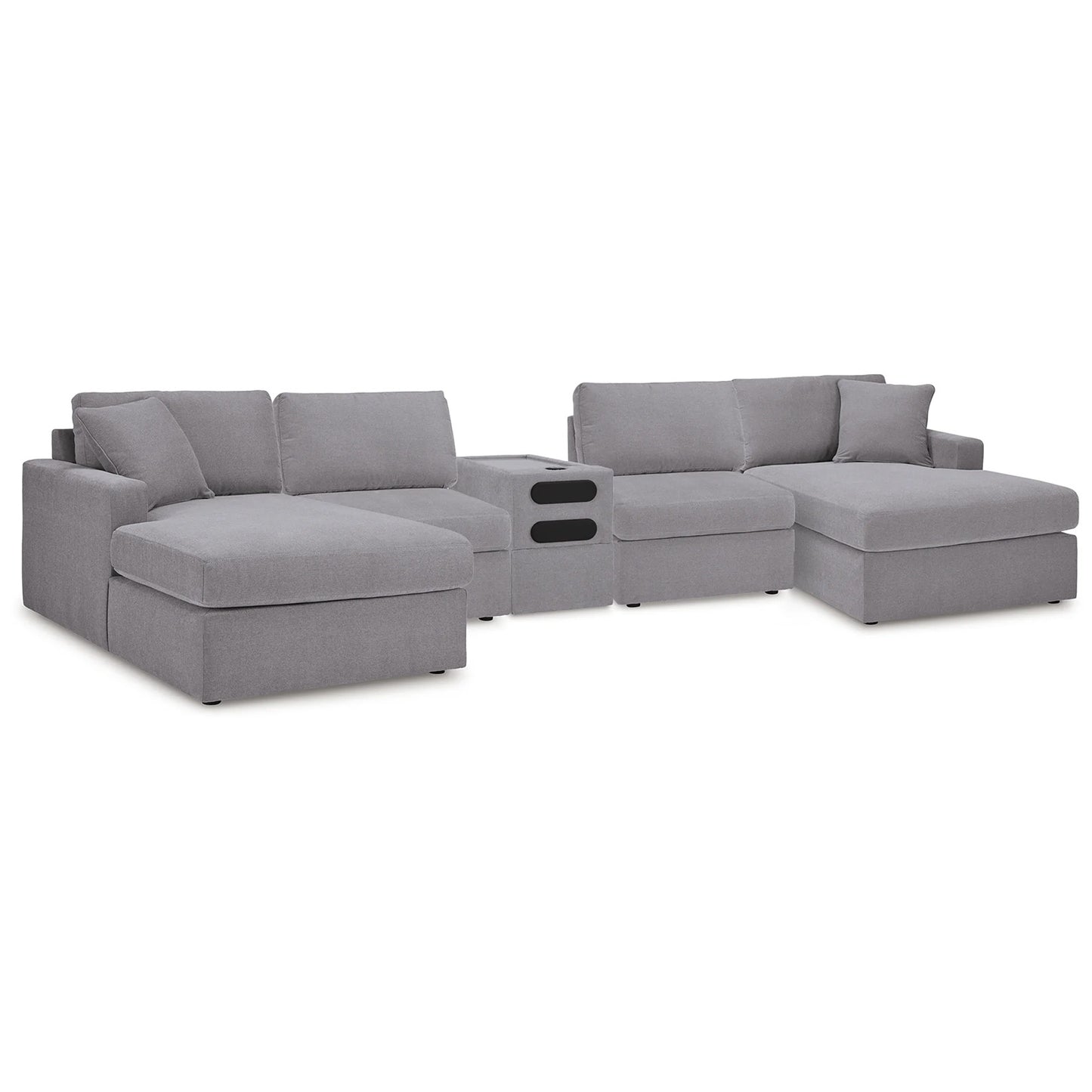 Modmax - Granite - 5 Piece Double Chaise Sectional With Audio Console