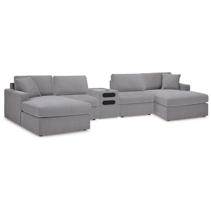 Modmax - Granite - 5 Piece Double Chaise Sectional With Audio Console