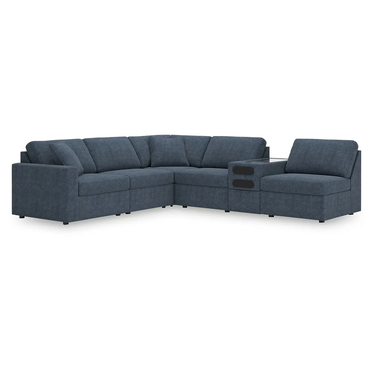 Modmax - Ink - 6-Piece Sectional With Audio System Console And 3 Armless Chairs