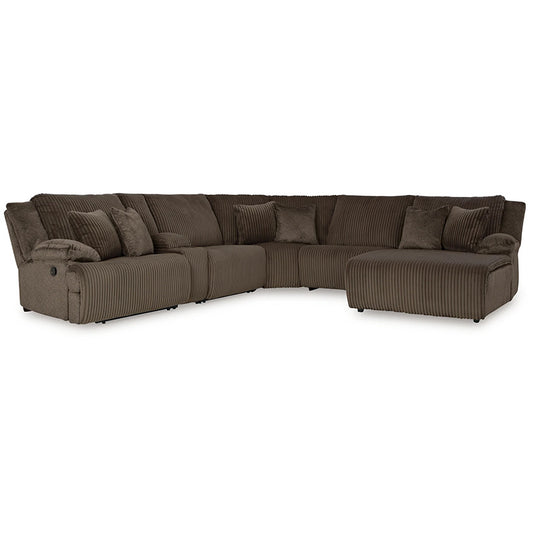 Top Tier - Chocolate - 6-Piece Reclining Sectional With Raf Press Back Chaise