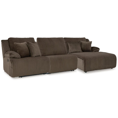 Top Tier - Chocolate - 3-Piece Reclining Sectional With Raf Press Back Chaise