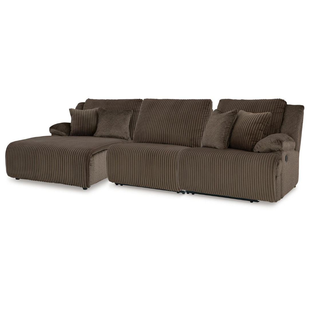 Top Tier - Chocolate - 3-Piece Reclining Sectional With Laf Press Back Chaise