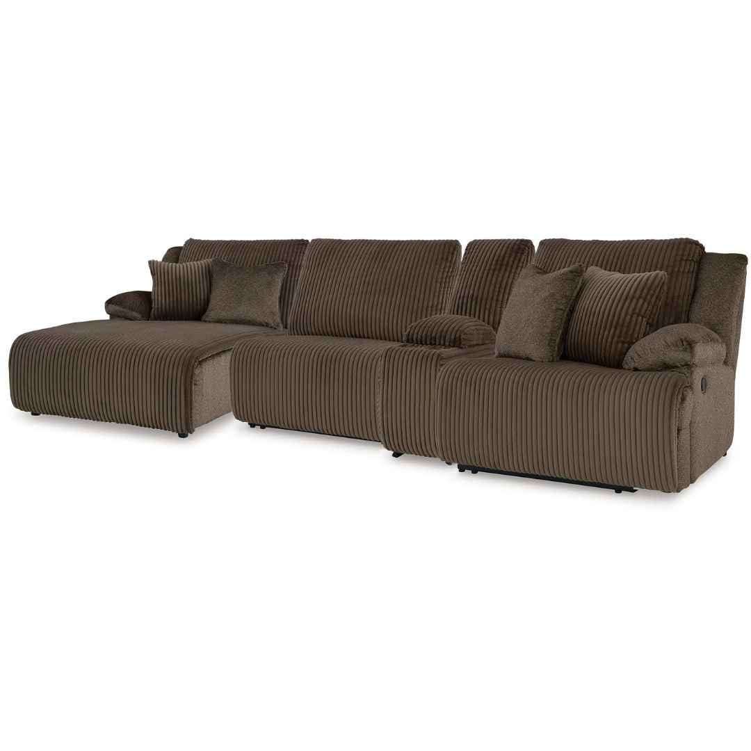 Top Tier - Chocolate - 4-Piece Reclining Sectional With Laf Press Back Chaise