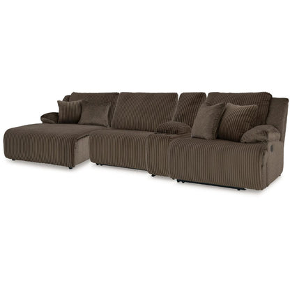Top Tier - Chocolate - 4-Piece Reclining Sectional With Laf Press Back Chaise